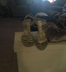 Gold jeweled heels