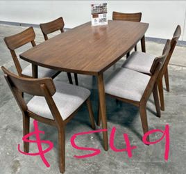 Mid century modern style 7pc dining table set