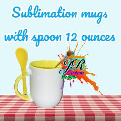 Yellow, Sublimation Mug With Spoon