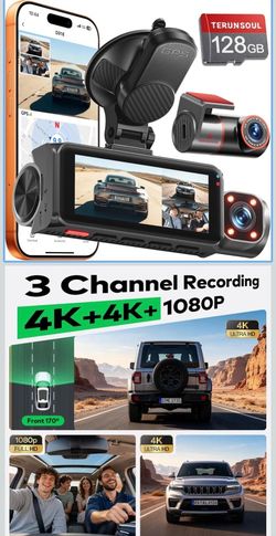 (New)High Quality 4K+4K+1080P 3 Channel Dash Cam