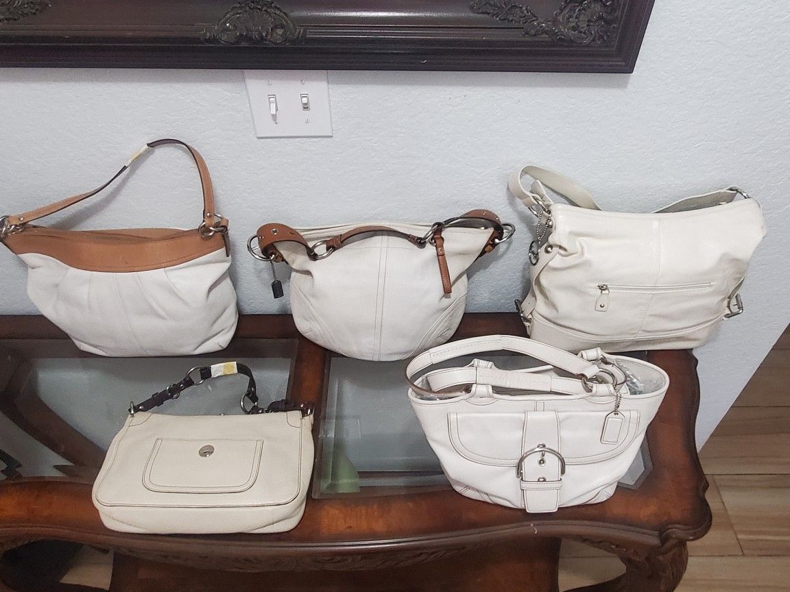 Authentic Coach White Leather Purses. Original Coach Purse Bag $50-$85
