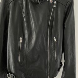 Lauren Lambs Leather Motor Coat 