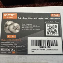 Entry Door Knob W/keyed Lock