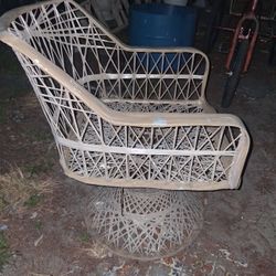Plastic Wicker Style  Chair Vintage 