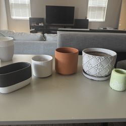 Set of 5 Assorted Decorative Flower Pots – Various Sizes & Styles