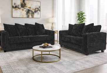 New black sofa and loveseat with free same day delivery, cash on arrival