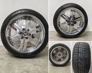 🔥 ORIGINAL 22” DUB CHROME WHEELS + TIRES – 5x114.3 / 5x115 / 5x120 – SET OF 4 🔥