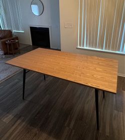 63” Modern Dining Table - Wood and Black Metal