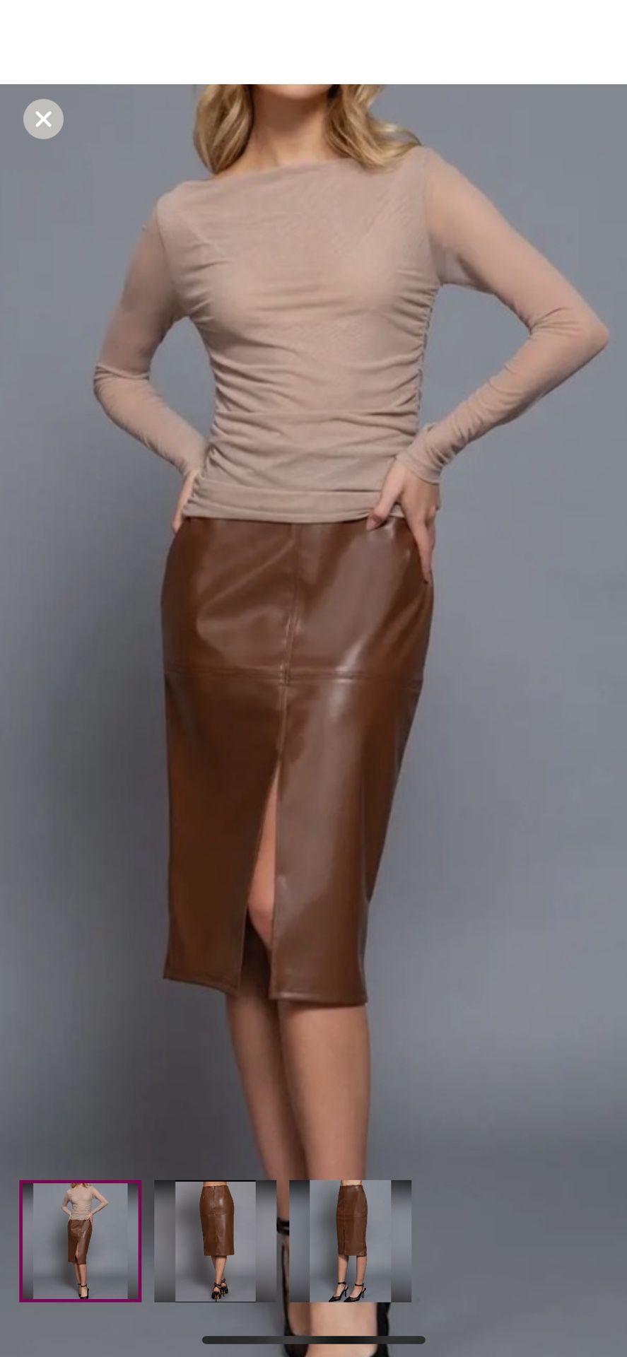 Faux Leather Midi Skirt