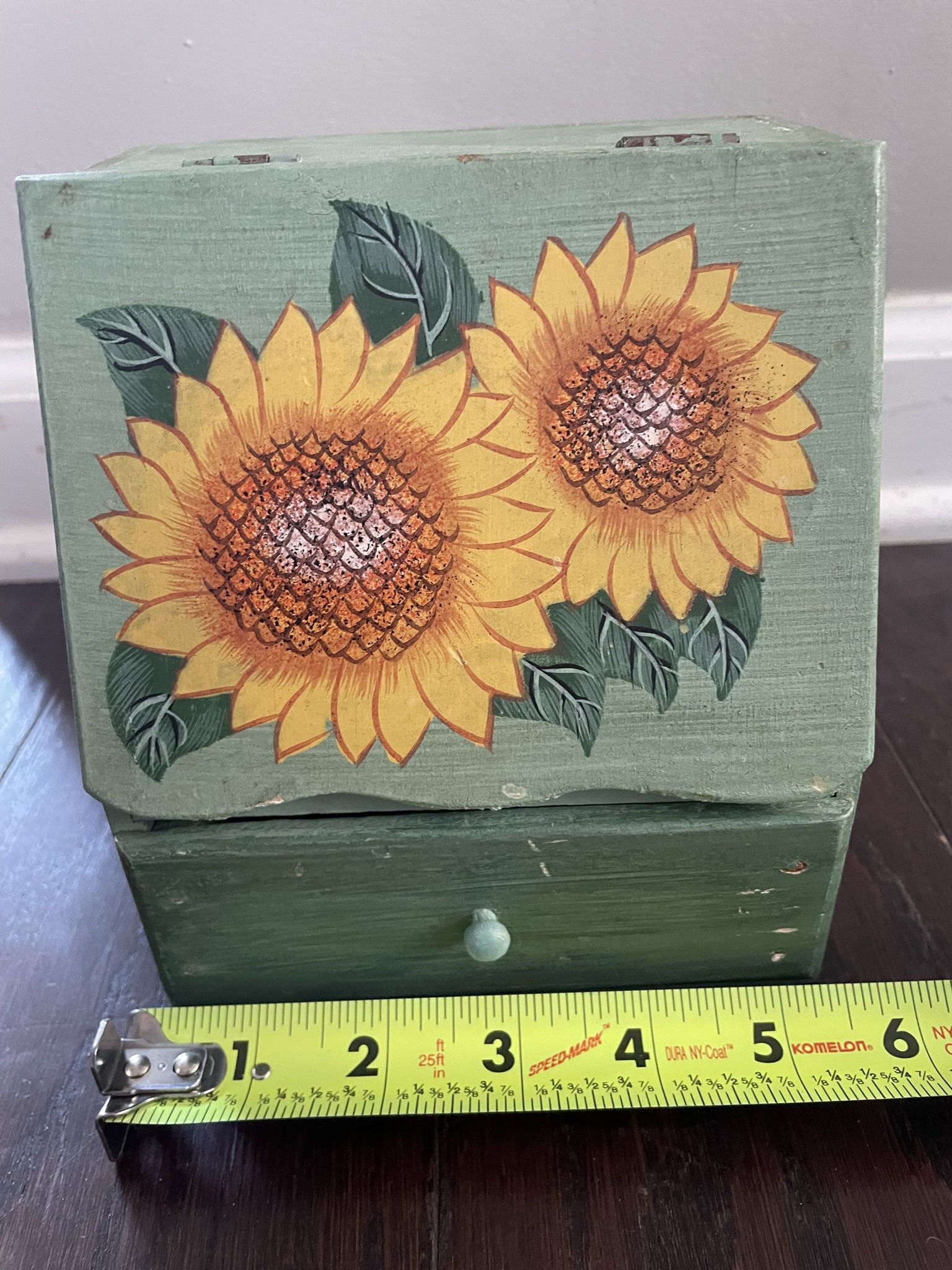 Mini Wooden Storage Bin Box Sunflower Cute