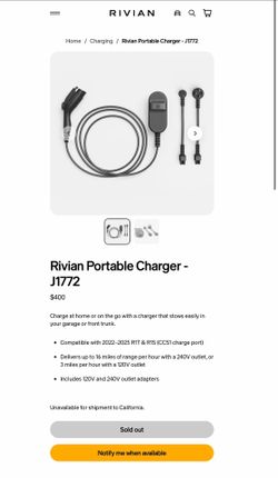 Rivian Portable Charging Cable J1772