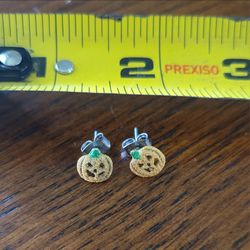 🎃 Mini Jack-O’-Lantern Pumpkin Stud Earrings Halloween Jewelry