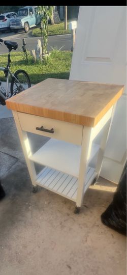 Small table with drawer and wheels