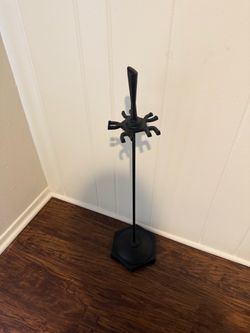 Black Metal Fireplace Tool Stand—Holder Only, No Tools