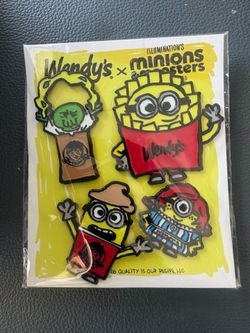 New Ultra Rare Wendy's x Minions & Monsters Special Promotional Sealed 4 Pin Set