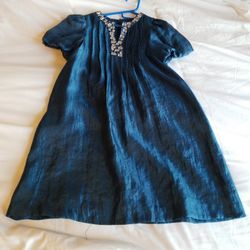 Shimmery Emerald Blue Party  Dress With Jems Size 10