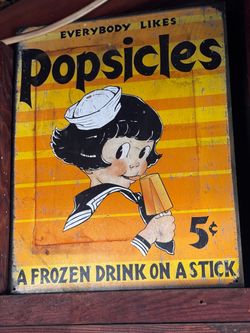 Vintage popsicles metal sign