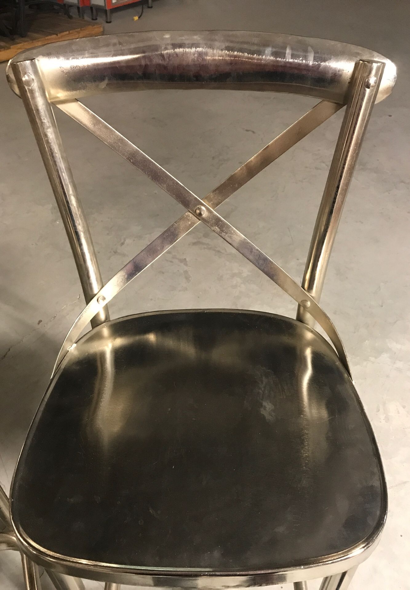 5 bistro chairs silver chrome high back