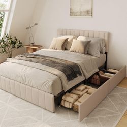 Queen Bed Frame With Storage- MATTRESS NOT INCLUDED