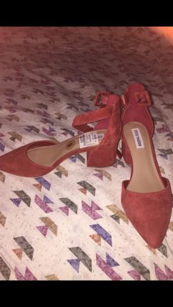 Red suade heels
