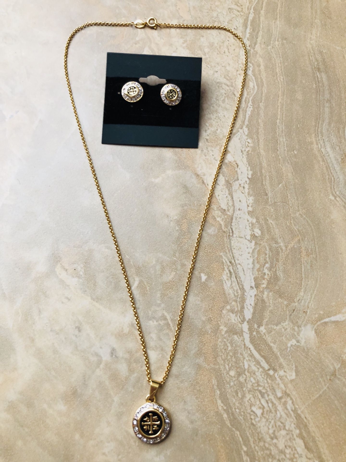 18k Gold filled necklace & earrings set