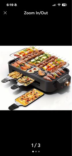New! “AORAN” Black Electric Barbecue Grill with Tongs and Spatula. Voltage 120V.