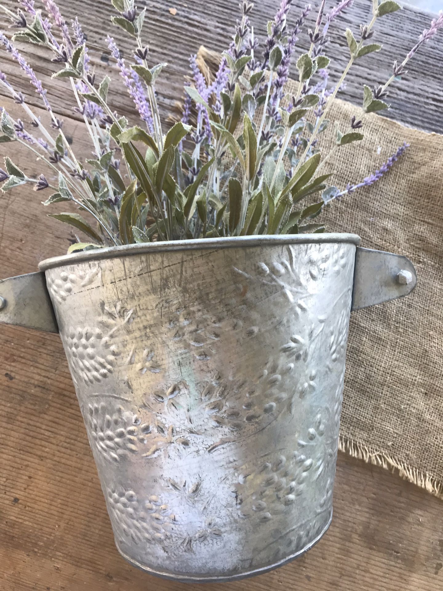 Decorative bucket with flowers