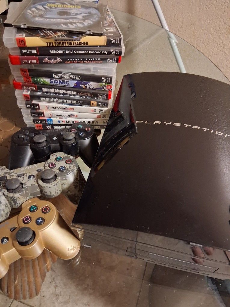 Fat PS3 w/ 320gb HDD, 3 Controllers, 12 Games, Backwards Compatible