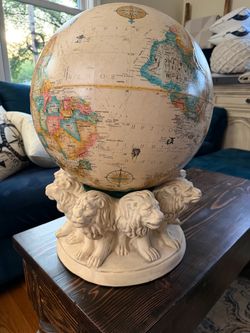 Replogle 16” World Classic Globe w/ Sculpted 8-Lion Pedestal – Vintage Decor