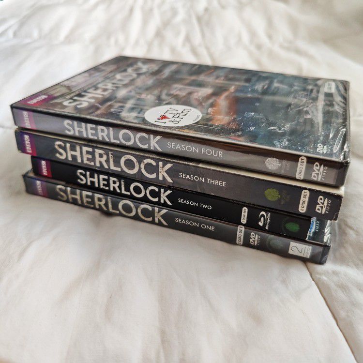 Sealed, Sherlock BBC Complete Series,  Season 1-4 Blu-ray/DVD Combo, LIKE-NEW/NEW