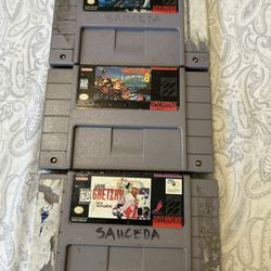 Super Nintendo game lot bundle donkey kong country 3 power rangers wayne gretzky