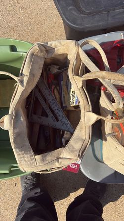 2 tool bags of random tools and nails staples