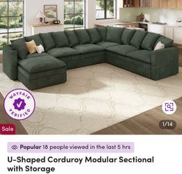 NEW in BOX! U-Shaped Corduroy Modular Sectional with Storage New In Box!
