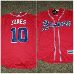 MAJESTIC CHIPPER JONES ATLANTA BRAVES BASEBALL JERSEY