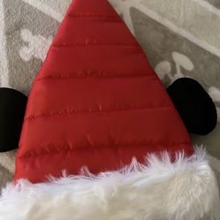 Disney Parks Mickey Mouse Ears Quilted Christmas Santa Hat One Size