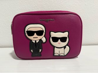 Karl Lagerfeld Fuchsia Pink Camera Bag with Character Appliqués