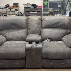 Gray/Brown Recliner Couch