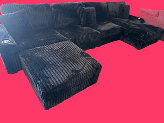 New black corduroy modular sofa couch