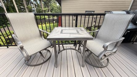 3-Piece Outdoor Bistro Set – Swivel Rocking Chairs