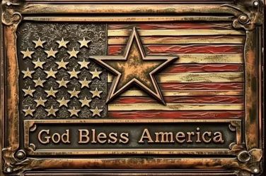 GOD BLESS AMERICA METAL SIGN. NEW