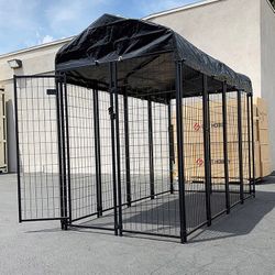 (NEW) $290 Large Heavy Duty Kennel with Cover Dog Cage Crate Pet Playpen (8’L x 4’W x 6’H)