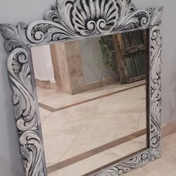 Antique Wood Carved Mirror 