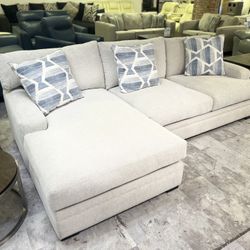 Deep Seat Cream Sectional With Long Chaise 