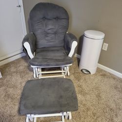 Pet & Smoke Free Home Nursery Chair, Ottoman, Munchkin Diaper Pail, and Refills