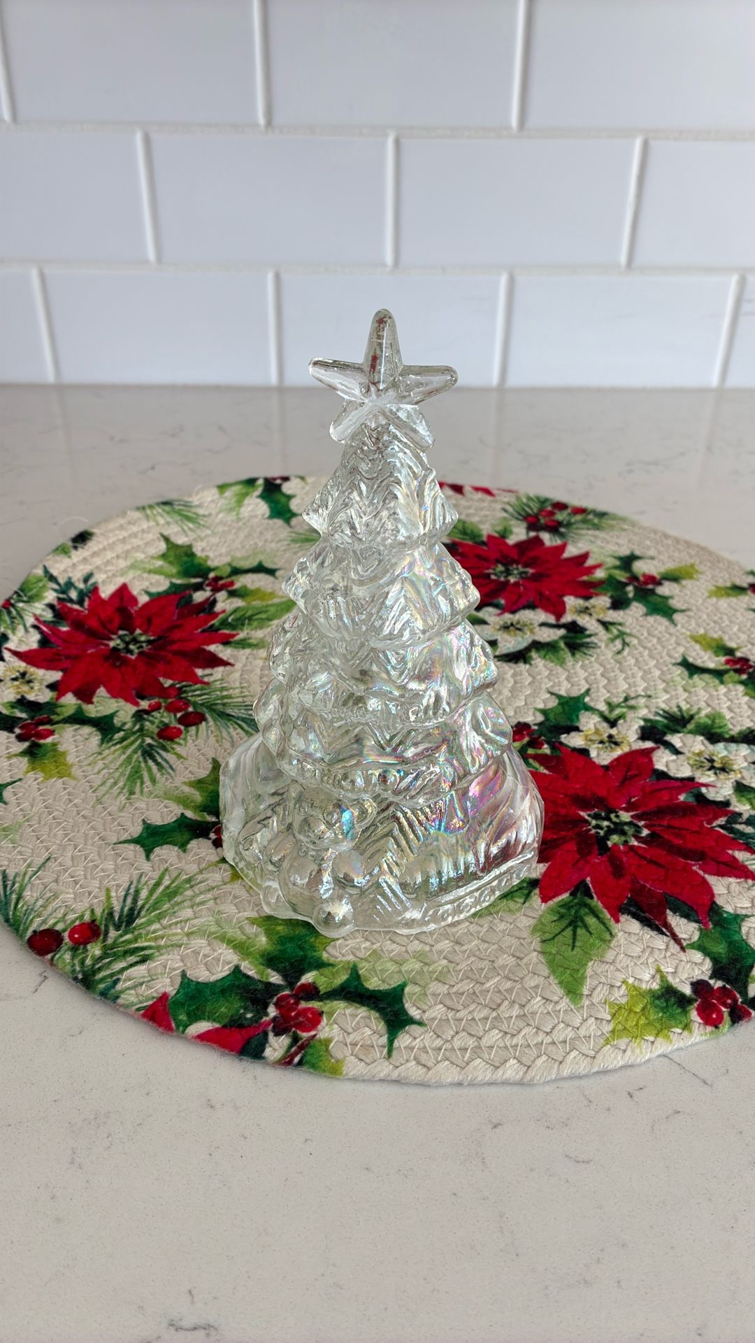 Vintage Clear Glass Iridescent Christmas Tree