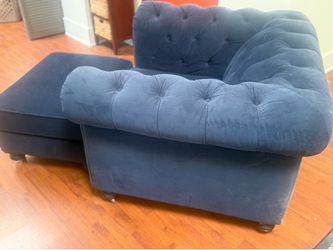 Navy Blue Oversize Chair with Ottoman