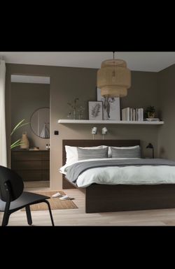 IKEA MALM dark brown queen bed frame