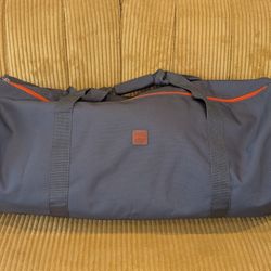 Hugo BOSS Mens Gray Travel Gym Weekender Duffle  Bag 20" Orange LOGO