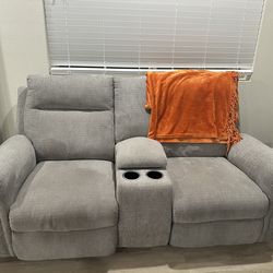 Modern Gray Reclining Sofa Set (3-Seater + Loveseat) – Excellent Condition