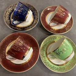 Vintage Aristocrat By Salem China Co. (Set Of FOUR) 23K Trim Expresso/Coffee/Tea 40s-60s